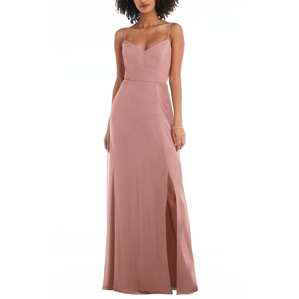 NEW AFTER SIX Desert Rose Tie Back Cutout Chiffon Gown Size 18-R1